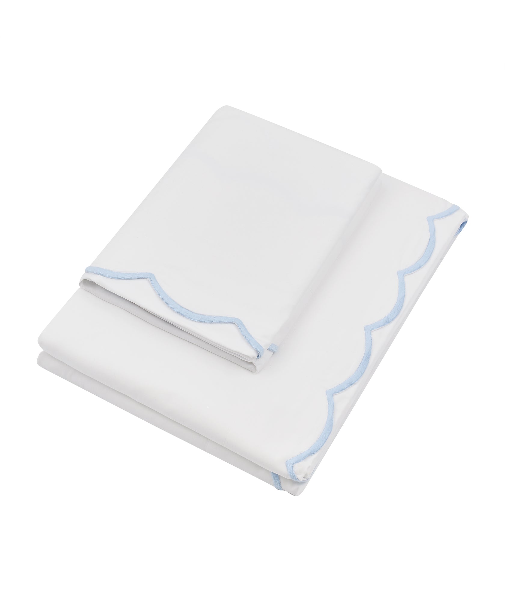Annabelle Scalloped Bed Linen, Powder Blue