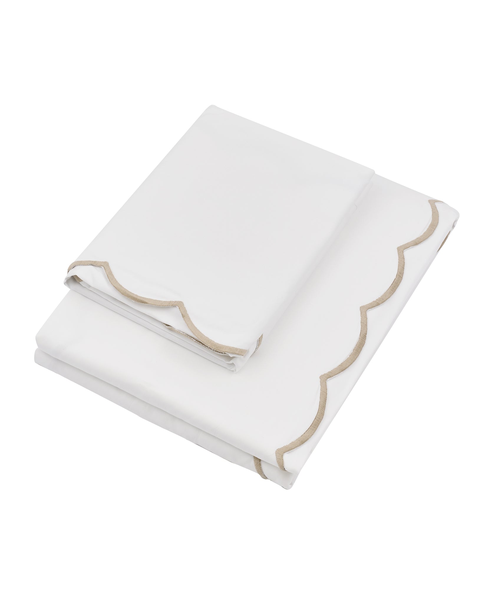 Annabelle Scalloped Bed Linen, Taupe, Cut Out