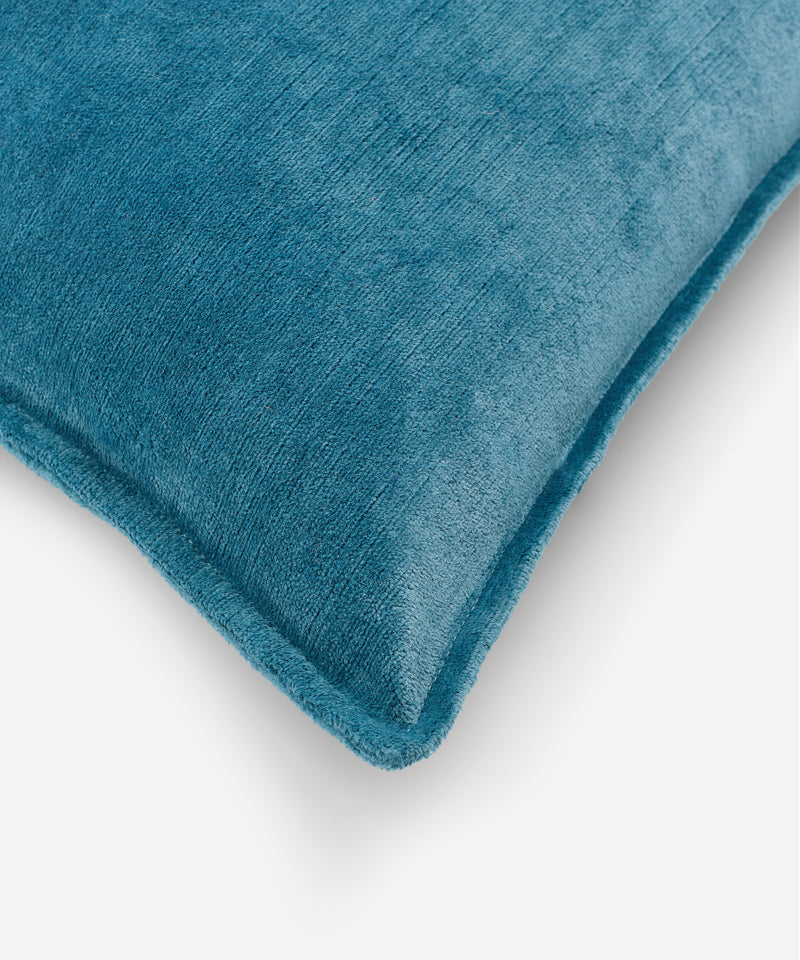 Rebecca Udall Verity Linen Velvet Lumbar Cushion,  Denim Blue, Detail