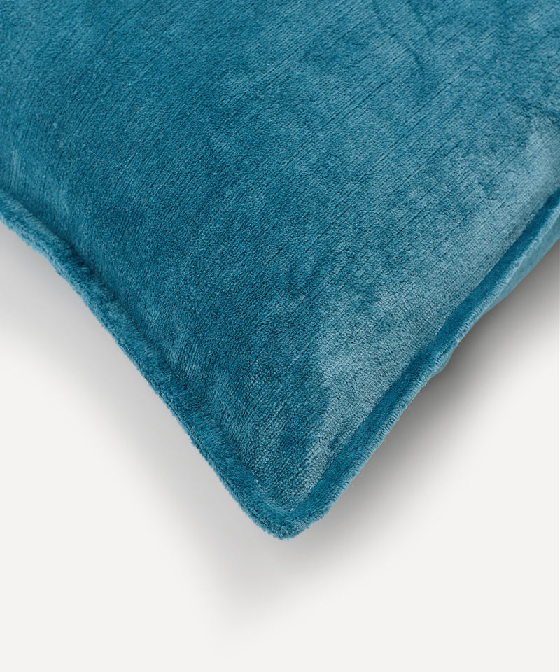 Verity Linen Velvet Rectangular Cushion, Denim Blue