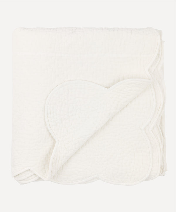 Rebecca Udall, Nina Scalloped Quilted Cotton Bedspread, White