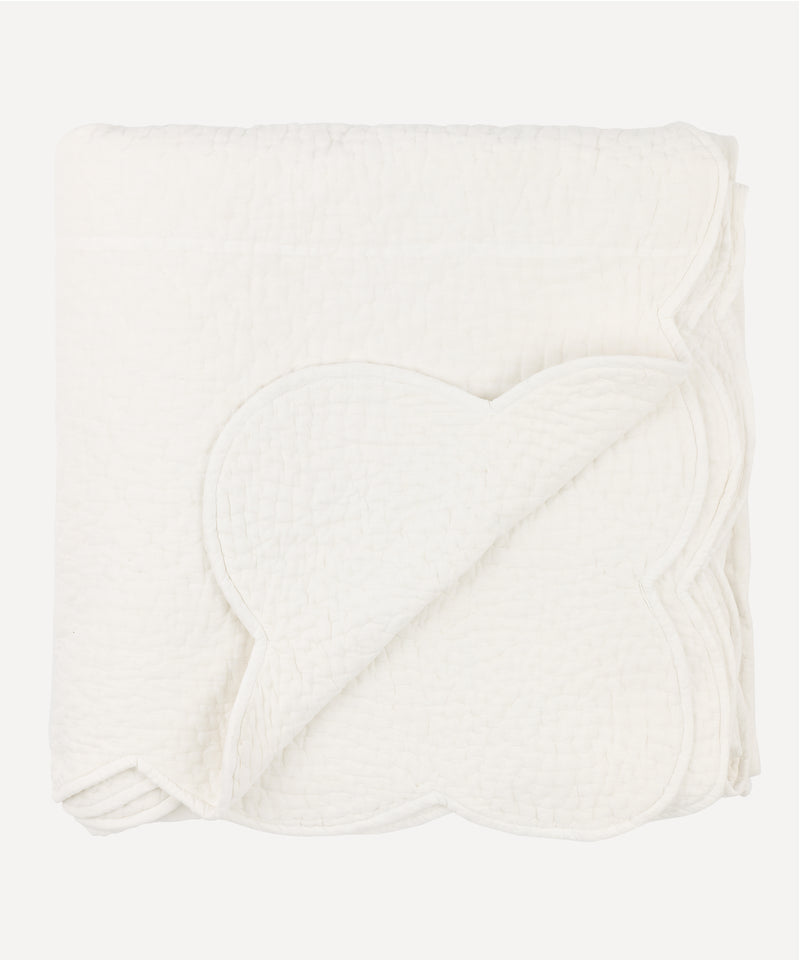 Rebecca Udall, Nina Scalloped Quilted Cotton Bedspread, White