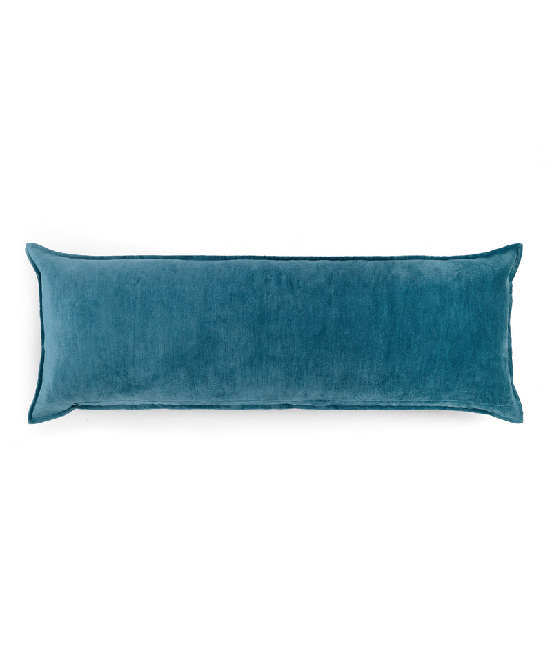 Rebecca Udall Verity Linen Velvet Lumbar Cushion, Denim Blue, Cut Out