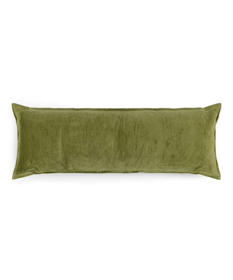 Rebecca Udall Verity Linen Velvet Lumbar Cushion, Moss, White Background