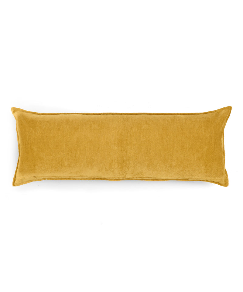 Rebecca Udall, Verity Linen Velvet Lumbar Cushion, Straw, White Background