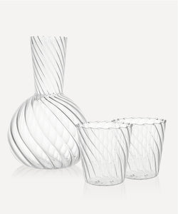 Rebecca Udall, Pair of Rippled Glass Tumblers & Carafe