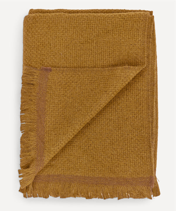 Rebecca Udall, Basketweave Alpaca Throw, Mustard, Ivory Background