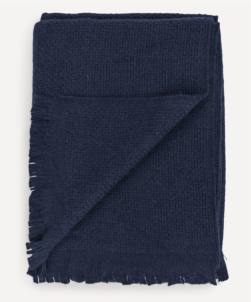 Rebecca Udall, Basketweave Alpaca Throw, Navy, close detail