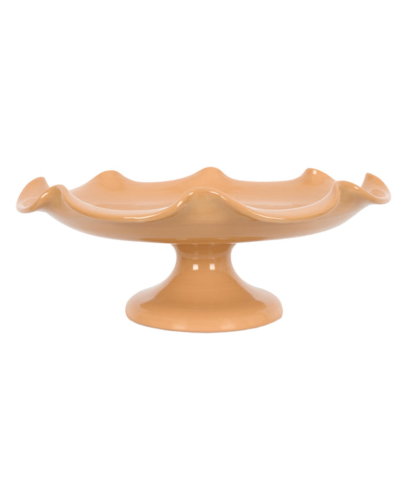Claudia Wavy Footed Bowl, Terracotta, Cut Out