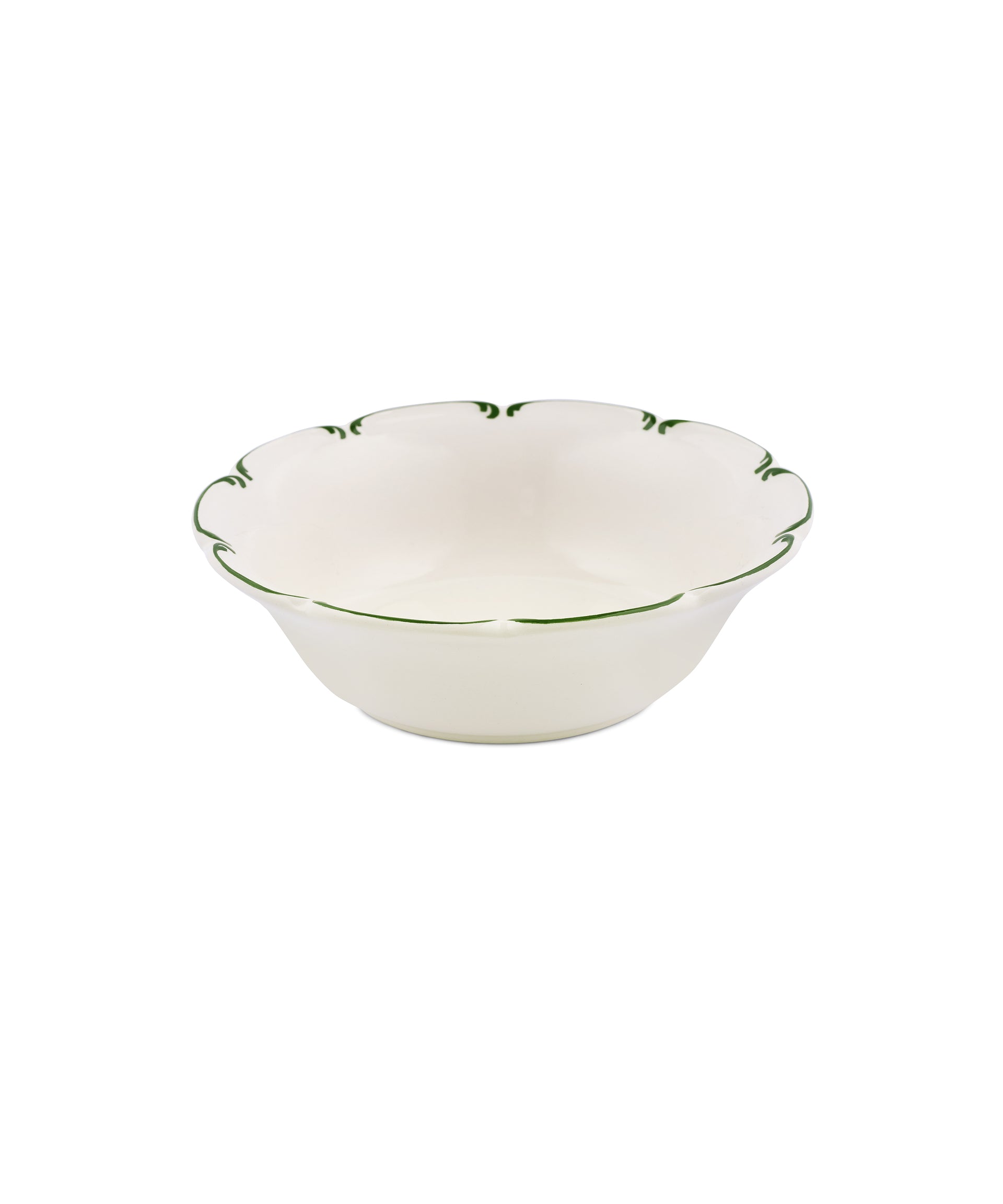 Set of 4 Olivia Scalloped Cereal Bowls, Green Filet