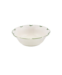 Set of 4 Olivia Scalloped Cereal Bowls, Green Filet