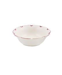 Set of 4 Olivia Scalloped Cereal Bowls, Raspberry Filet