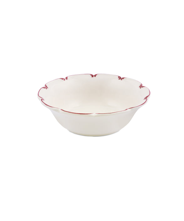 Set of 4 Olivia Scalloped Cereal Bowls, Raspberry Filet