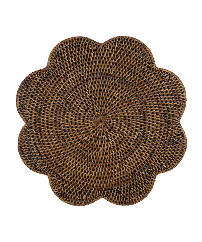 Rebecca Udall Scalloped Rattan Placemat, Brown, Cut Out