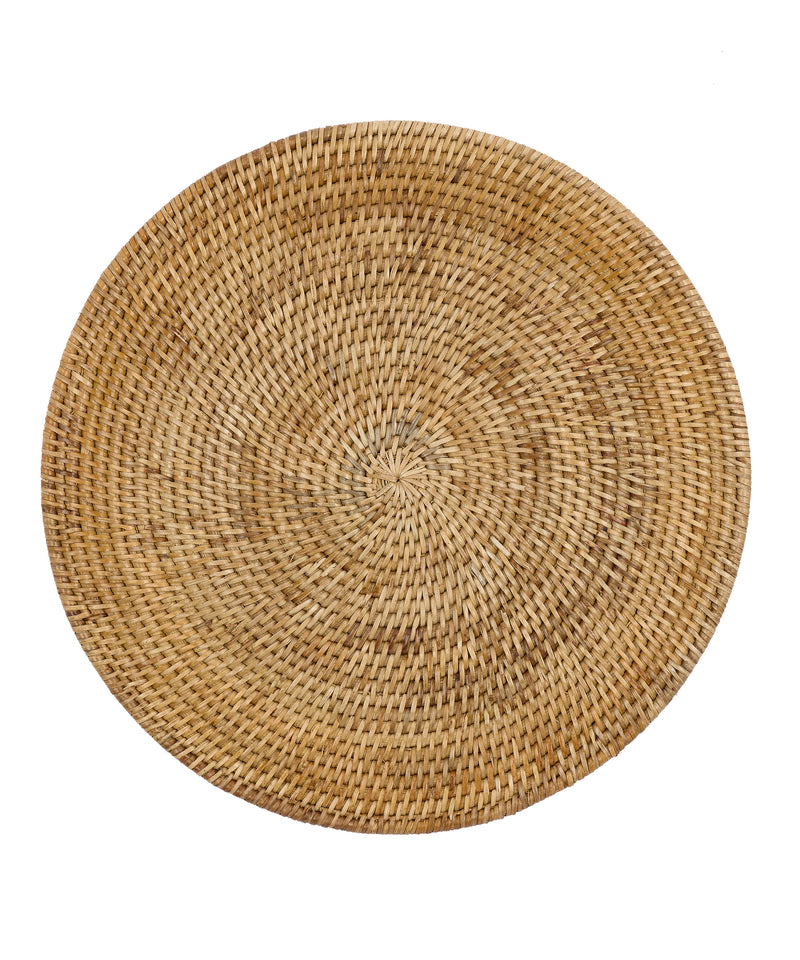 Rebecca Udall Round Rattan Placemat, Natural, White Background