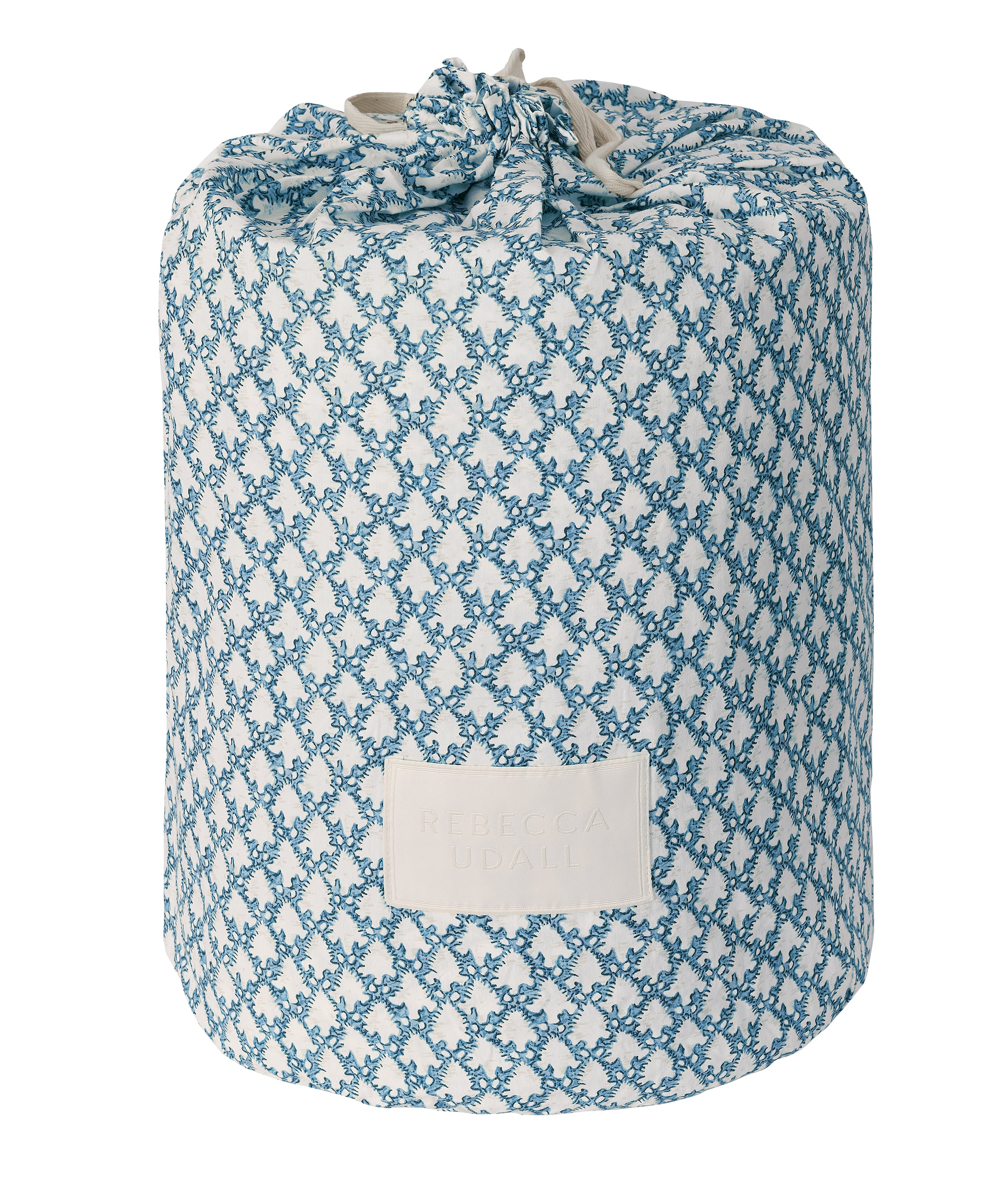 Clara Pleated Quilted Cotton Bedspread, Denim, Dust Bag