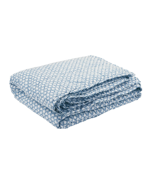 Clara Pleated Quilted Cotton Bedspread, Denim, Cut Out, Detail
