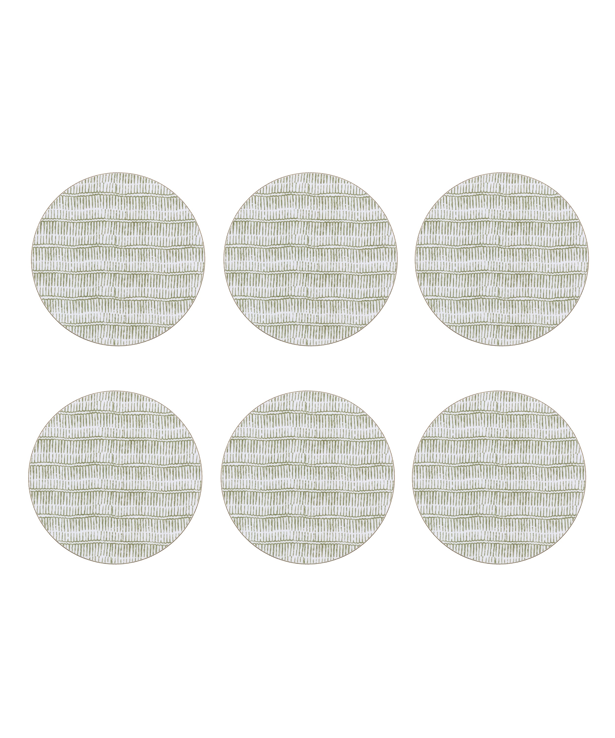 Set of 6, Margot Cork Backed Round Coaster, Sage, Cut Out
