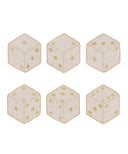 Set of 6 Dice Linen Cocktail Napkins, Gold