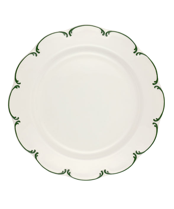 Set of 4 Olivia Scalloped Dinner Plates, Green Filet, Cut Out