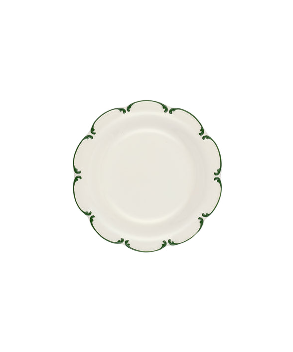 Set of 4 Olivia Scalloped Side Plates, Green Filet