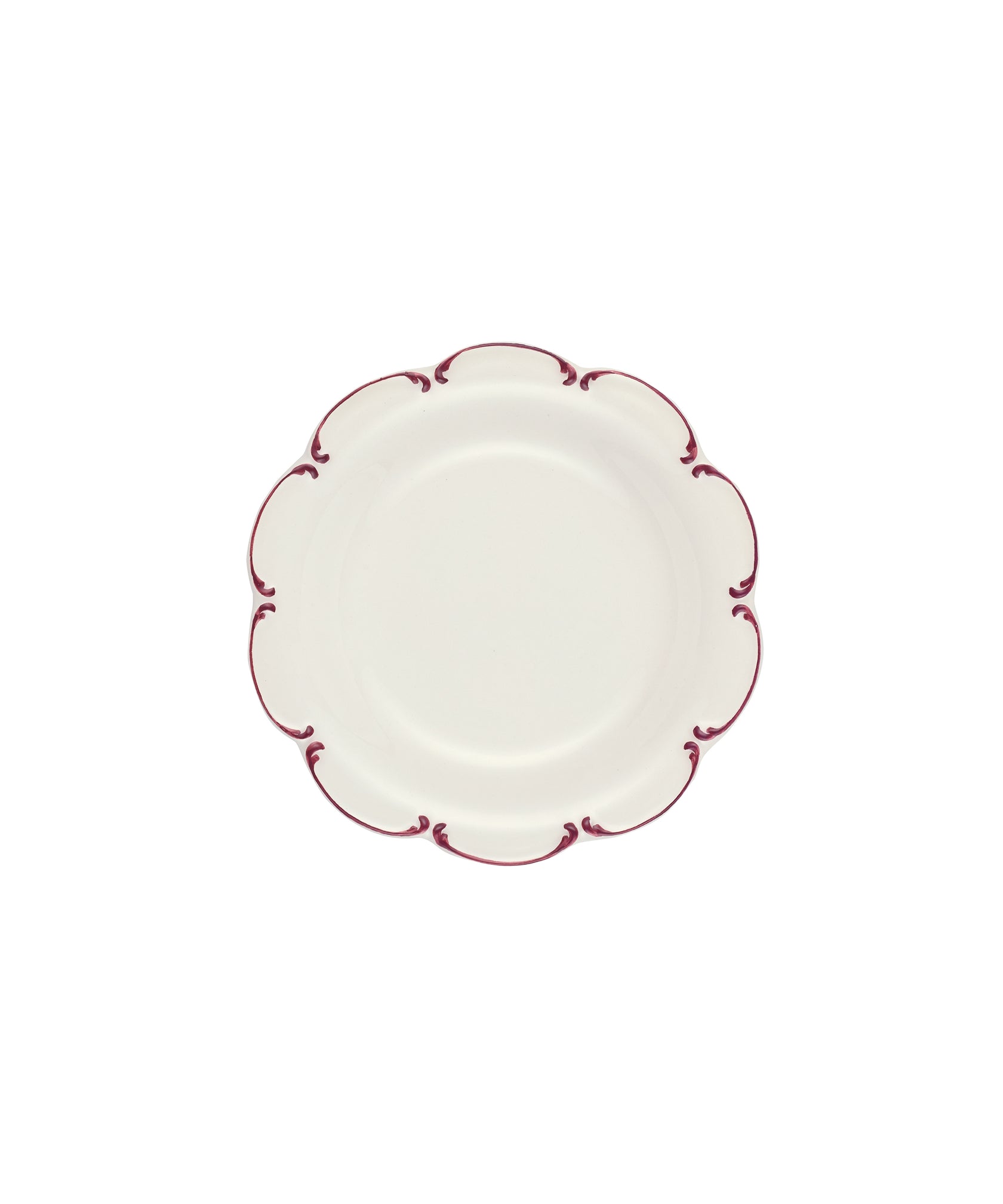 Set of 4 Olivia Scalloped Side Plates, Raspberry Filet