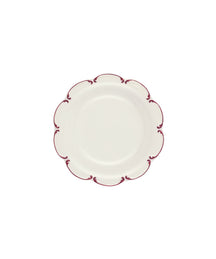 Set of 4 Olivia Scalloped Side Plates, Raspberry Filet