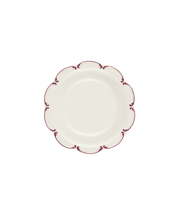 Set of 4 Olivia Scalloped Side Plates, Raspberry Filet