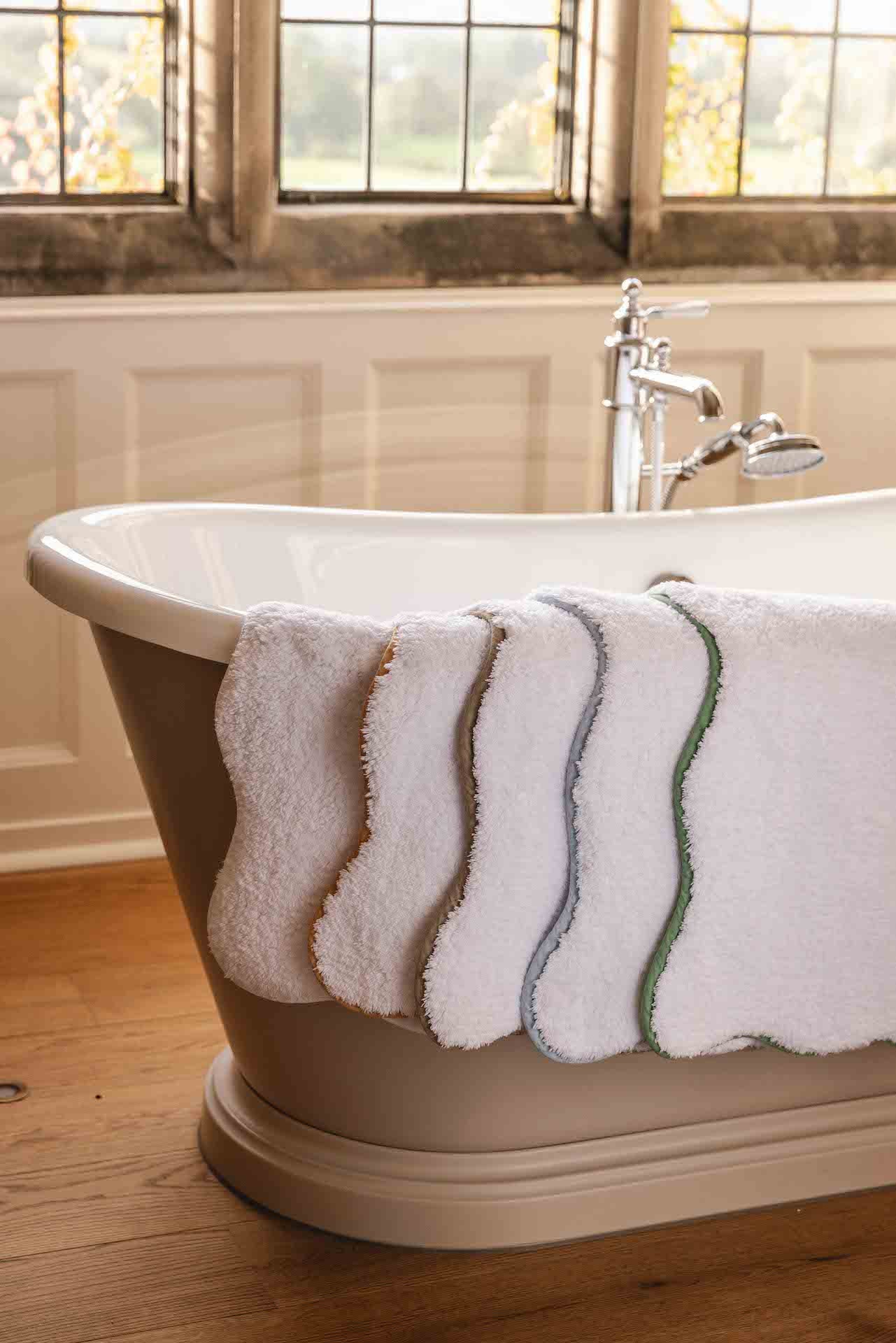 Amelia Scalloped Bath Mat, Powder Blue