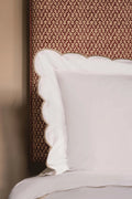 Pair of Annabelle Scalloped Pillowcases, Taupe, Lifestyle Detail