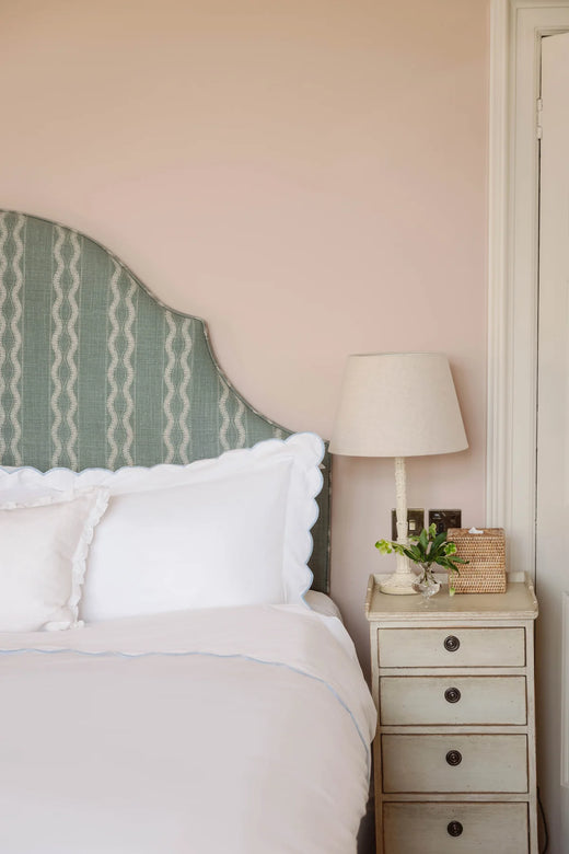 Annabelle Scalloped Bed Linen, Powder Blue, Bedroom Lifestyle