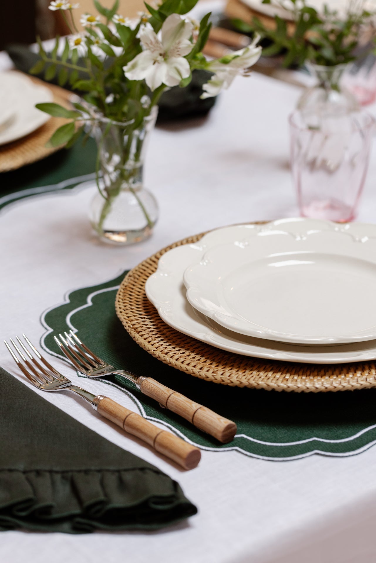 Rebecca Udall Natural Wood Cutlery with Stella Waxed Placemats