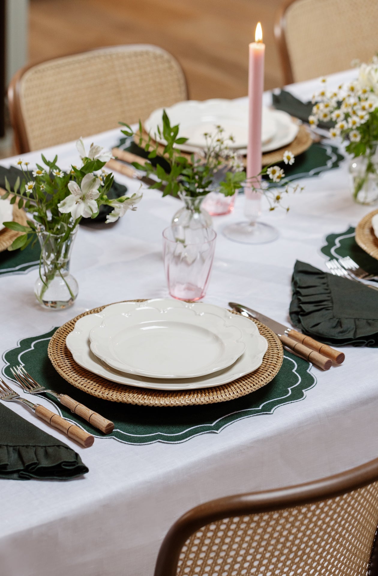 Rebecca Udall Natural Wood Cutlery with Rattan Chargers