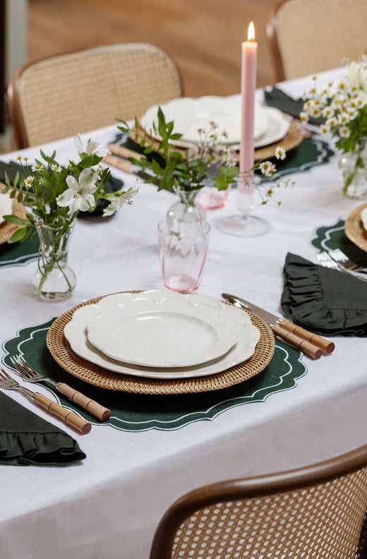 Rebecca Udall Natural Wood Cutlery with Rattan Chargers