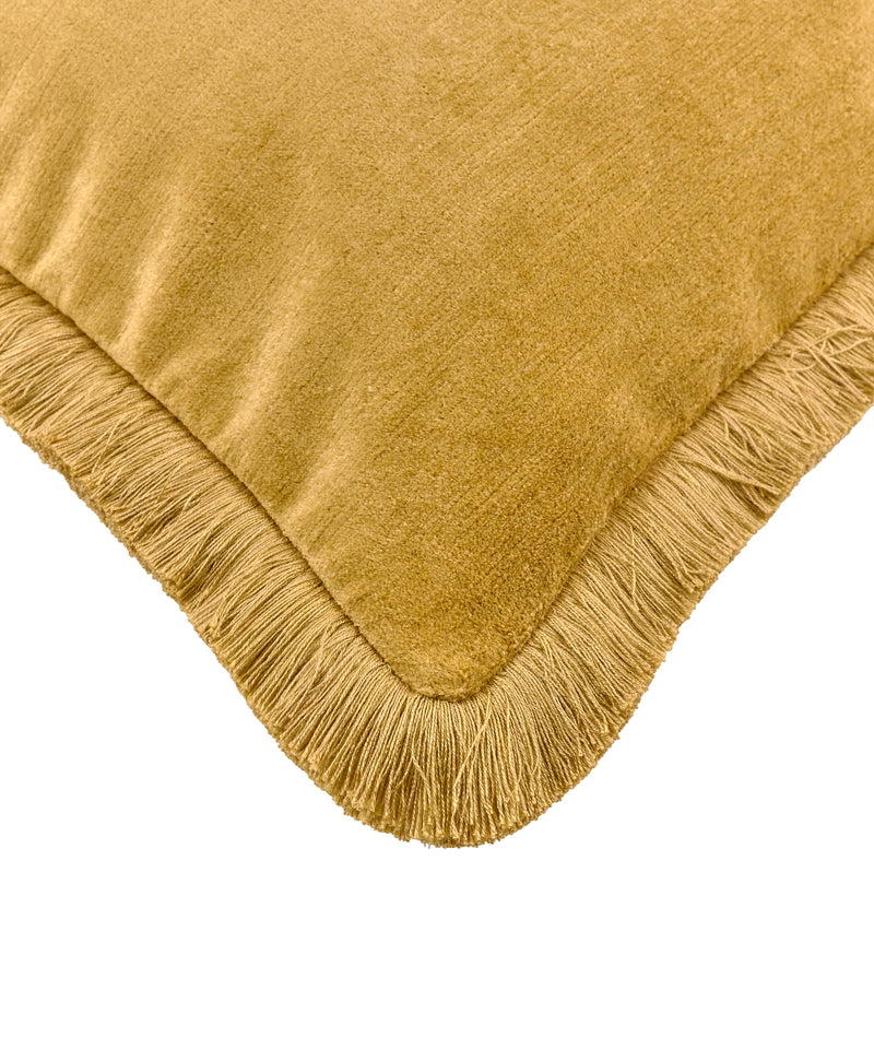 Rebecca Udall Lola Brushed Fringe Linen Velvet Lumbar Cushion, Straw, Detail