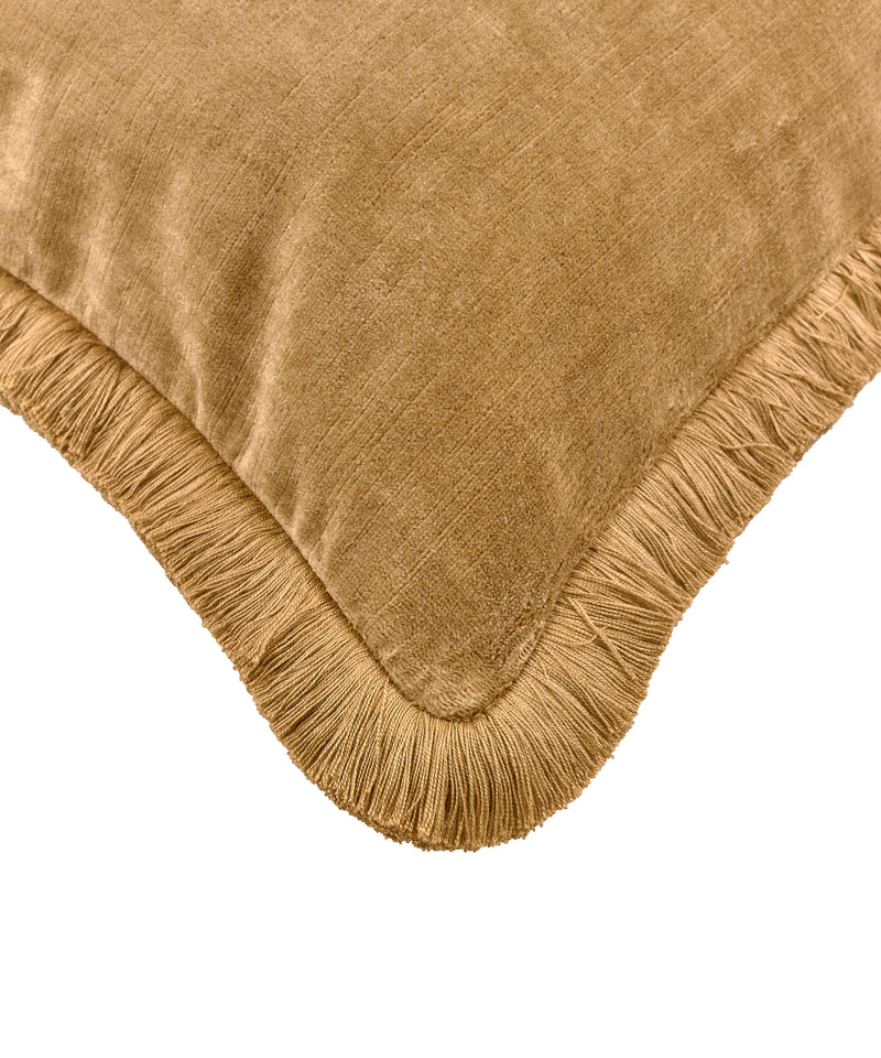 Rebecca Udall Lola Brushed Fringe Linen Velvet Lumbar Cushion, Nougat, Detail