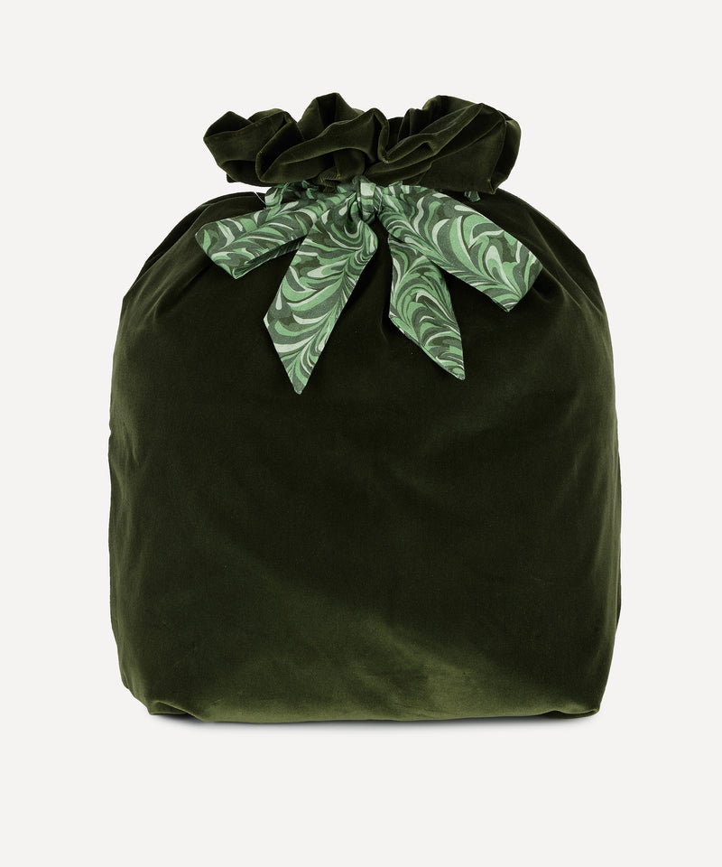 Rebecca Udall Marble Linen & Velvet Christmas Sack, Green, cut out