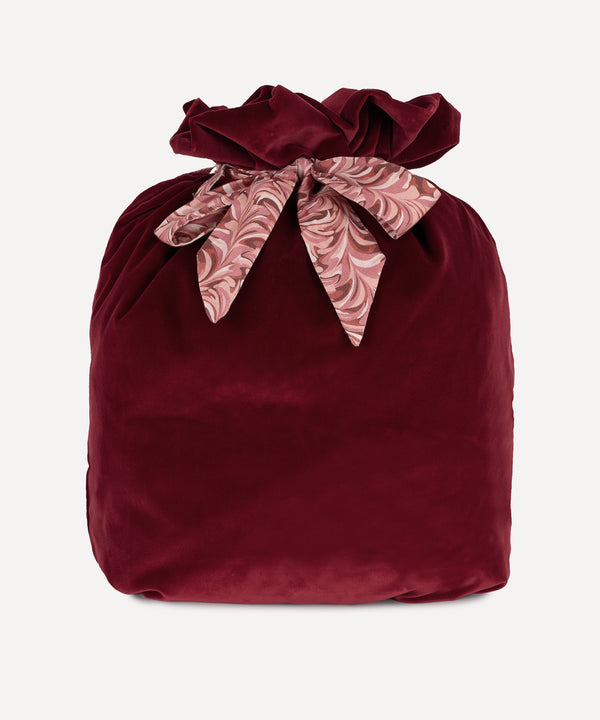 Rebecca Udall Marble Linen & Velvet Christmas Sack, Burgundy, cut out