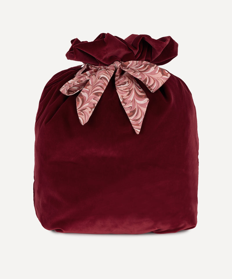 Rebecca Udall Marble Linen & Velvet Christmas Sack, Burgundy, Cut Out