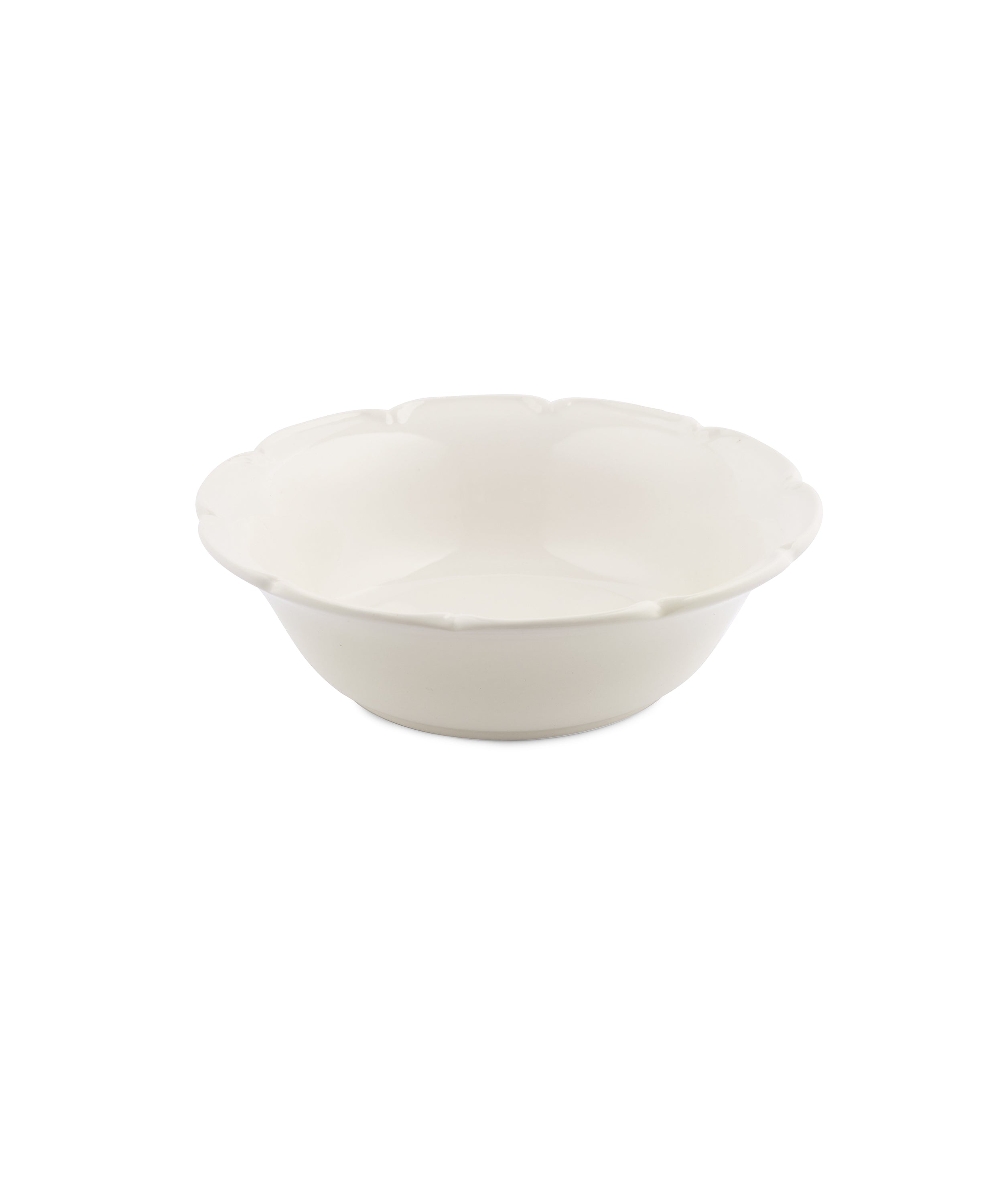 Set of 4 Olivia Scalloped Cereal Bowls, White