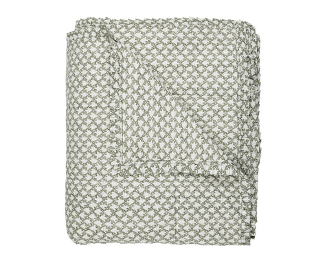 Clara Pleated Quilted Cotton Bedspread, Sage, Cut Out
