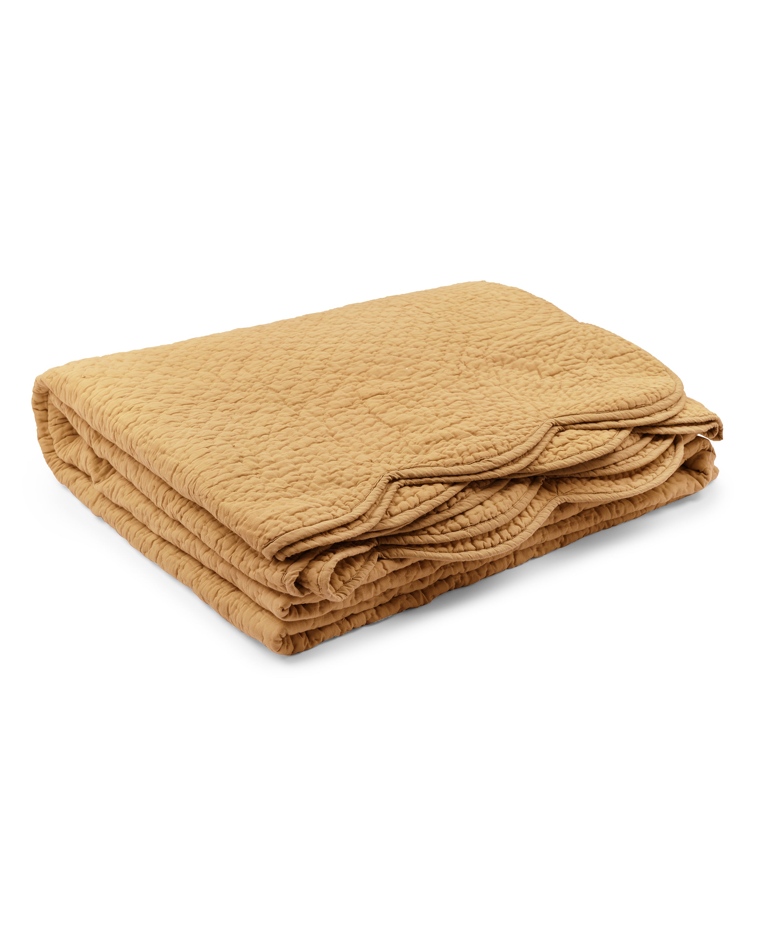 Nina Scalloped Quilted Cotton Bedspread, Raffia, Folded Cut Out