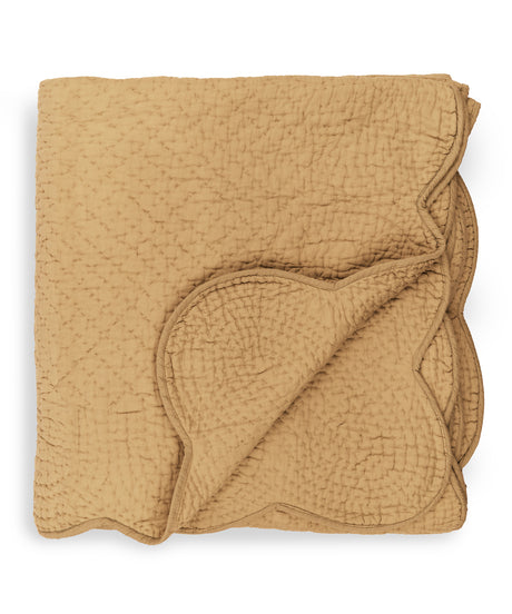 Nina Scalloped Quilted Cotton Bedspread, Raffia, Cut Out