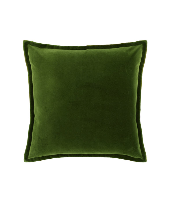 Frances Velvet Cushion, Bottle Green, Cut Out