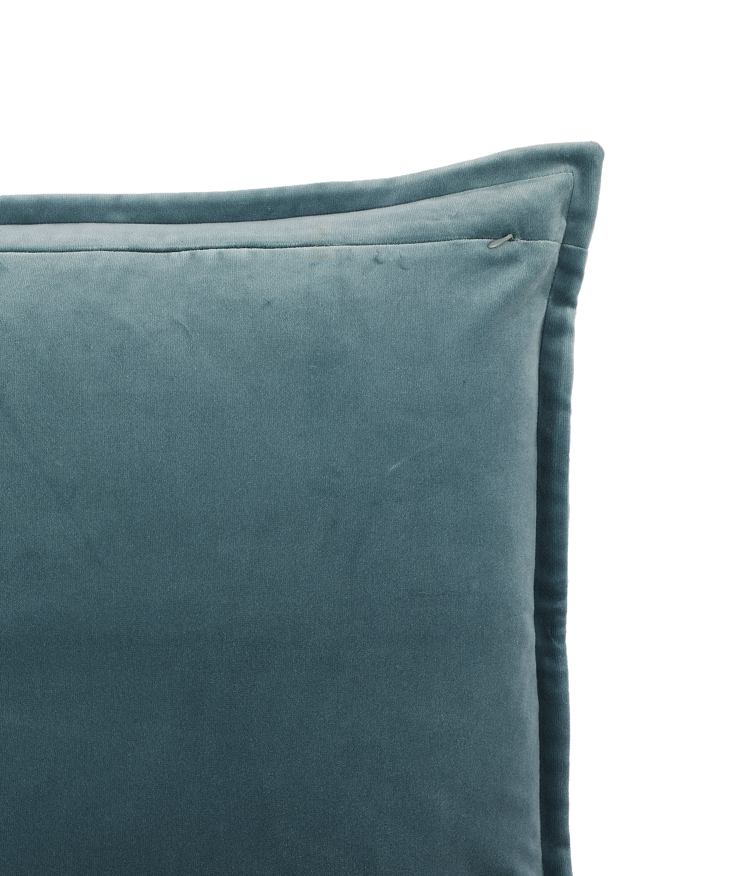 Frances Velvet Cushion, Lagoon Blue, Cut Out, Detail