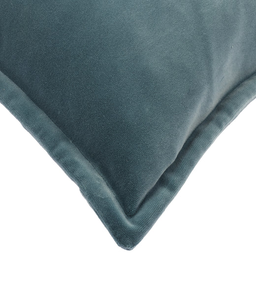 Frances Velvet Cushion, Lagoon Blue, Detail