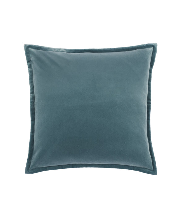 Frances Velvet Cushion, Lagoon Blue, Cut Out