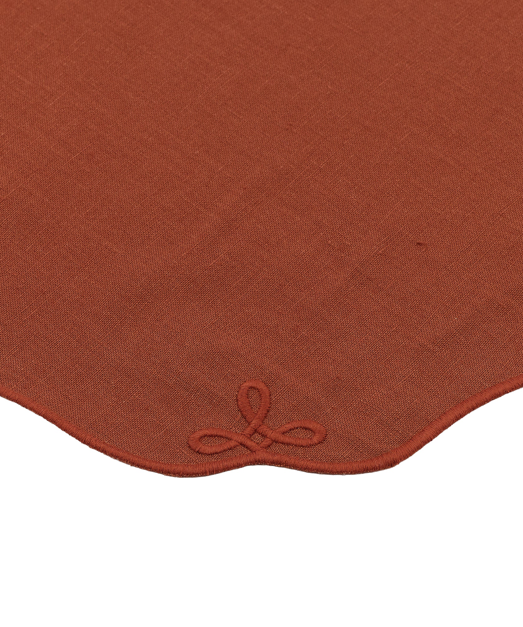 Pair of Nancy Linen Placemats, Burnt Sienna, Cut Out, Detail