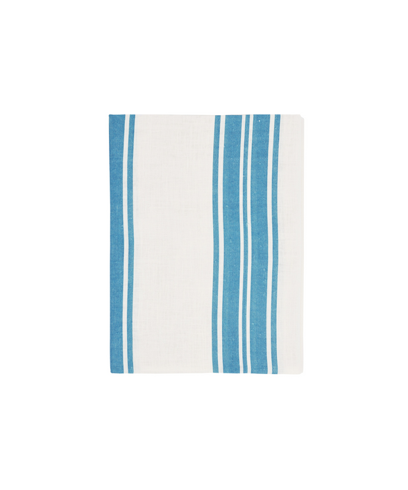 Rebecca Udall Colette Striped Linen Tablecloth, Harbour Blue, Cut Out