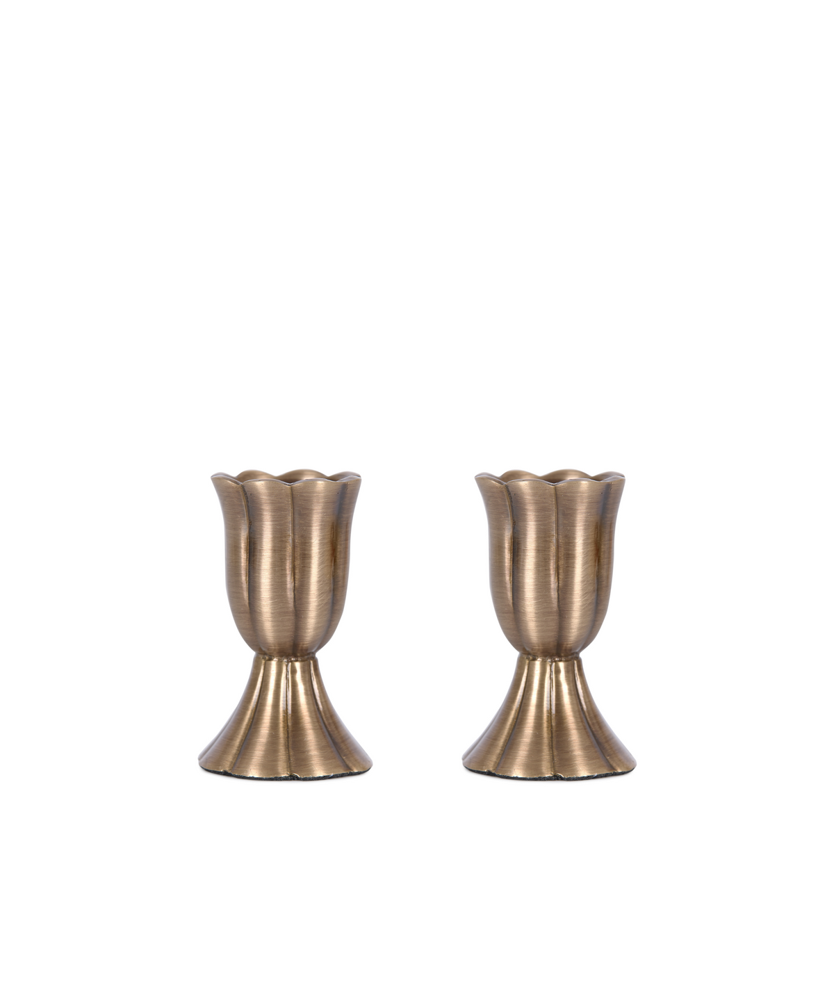Pair Fluted Candleholders Brass